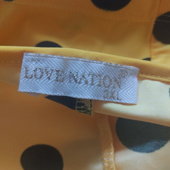 LOVE NATION Yellow and Black Pokodot Longsleeve Blouse Size 3X - Picture 7 of 12